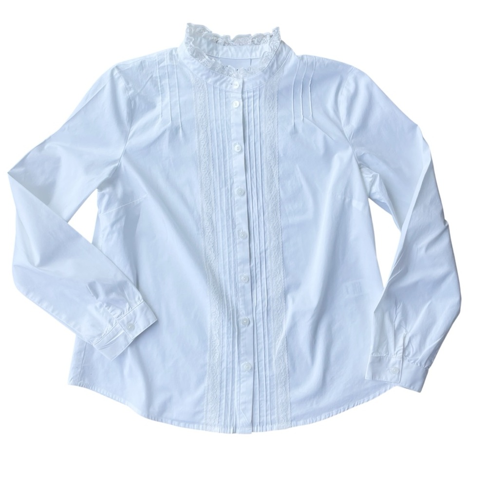 Vintage Cotton Victorian Style Lace Blouse Size 8P